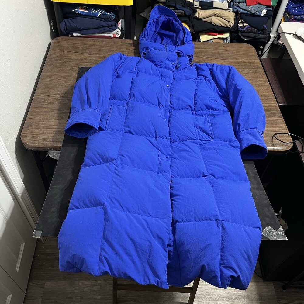 Vintage Eddie Bauer Parka Coat Jacket XL Blue Down Insulated Sunset Kara Karam